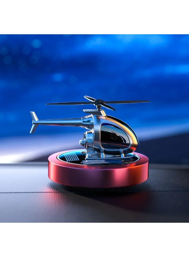 Solar Powered Rotating Helicopter Car Air Freshener - Aluminum Alloy Dashboard Aromatherapy Ornament - Silent Propeller Rotation with Essential Oil & Wood Diffuser for Fresh Fragrance - Image 3